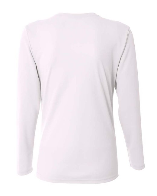 Custom A4 Ladies' Birds-Eye Mesh Long Sleeve V-Neck T-Shirt designed for schools, events, and teams, featuring durable fabric and vibrant printing
