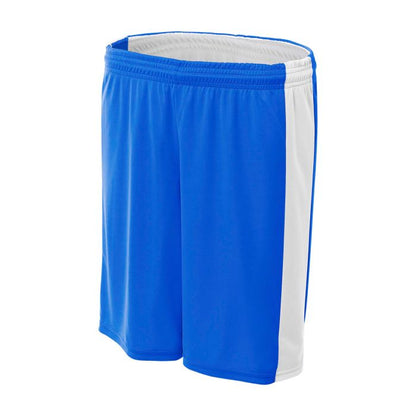 Custom A4 Reversible Moisture Management 8" Short in blue and white, designed for optimal comfort and performance.