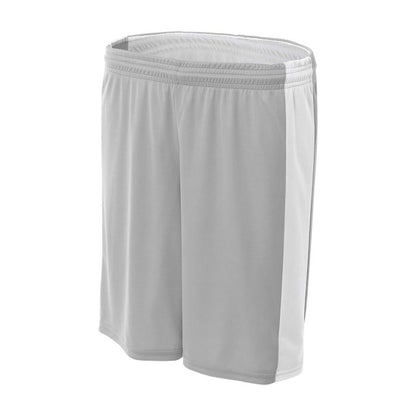 Custom A4 Reversible Moisture Management 8" Short in gray, designed for comfort and performance in sports.