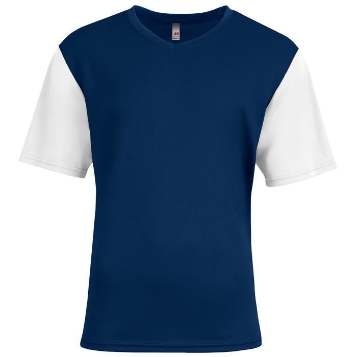 Custom A4 Sprint Color Block V-Neck Soccer Tee