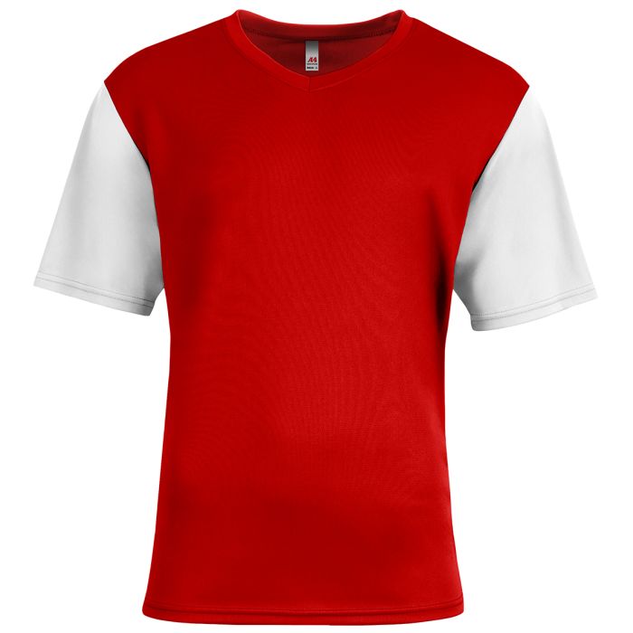 Custom A4 Sprint Color Block V-Neck Soccer Tee